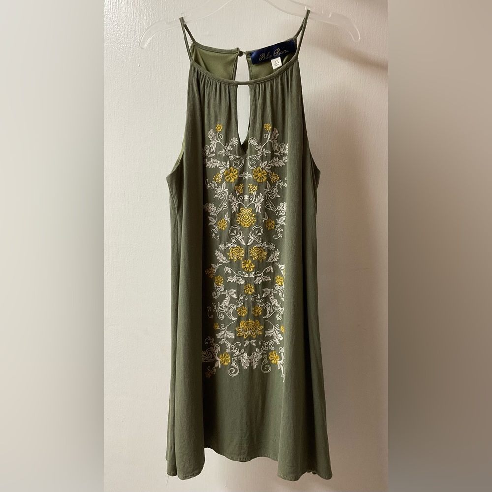 Blue Rain sleeveless summer dress.  Color is olive or army green.